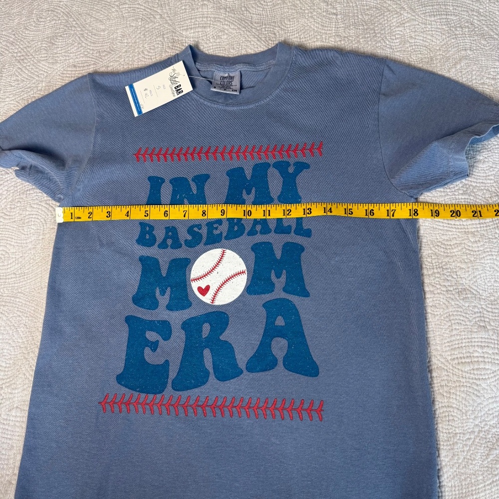 NWT Comfort Colors Baseball Mom Era Tee T-Shirt Womens Small Blue Top Summer $42 - Picture 4 of 6